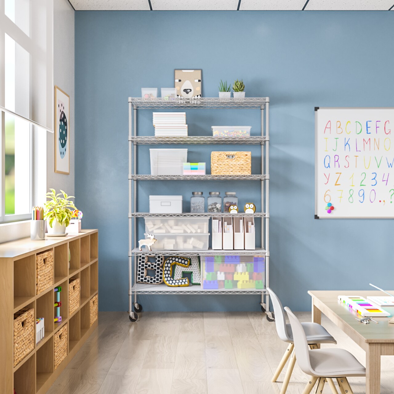 Seville Classics UltraDurable 6-Tier NSF Steel Shelving with Shelf Liners, 48" W x 18" D x 75.5" H